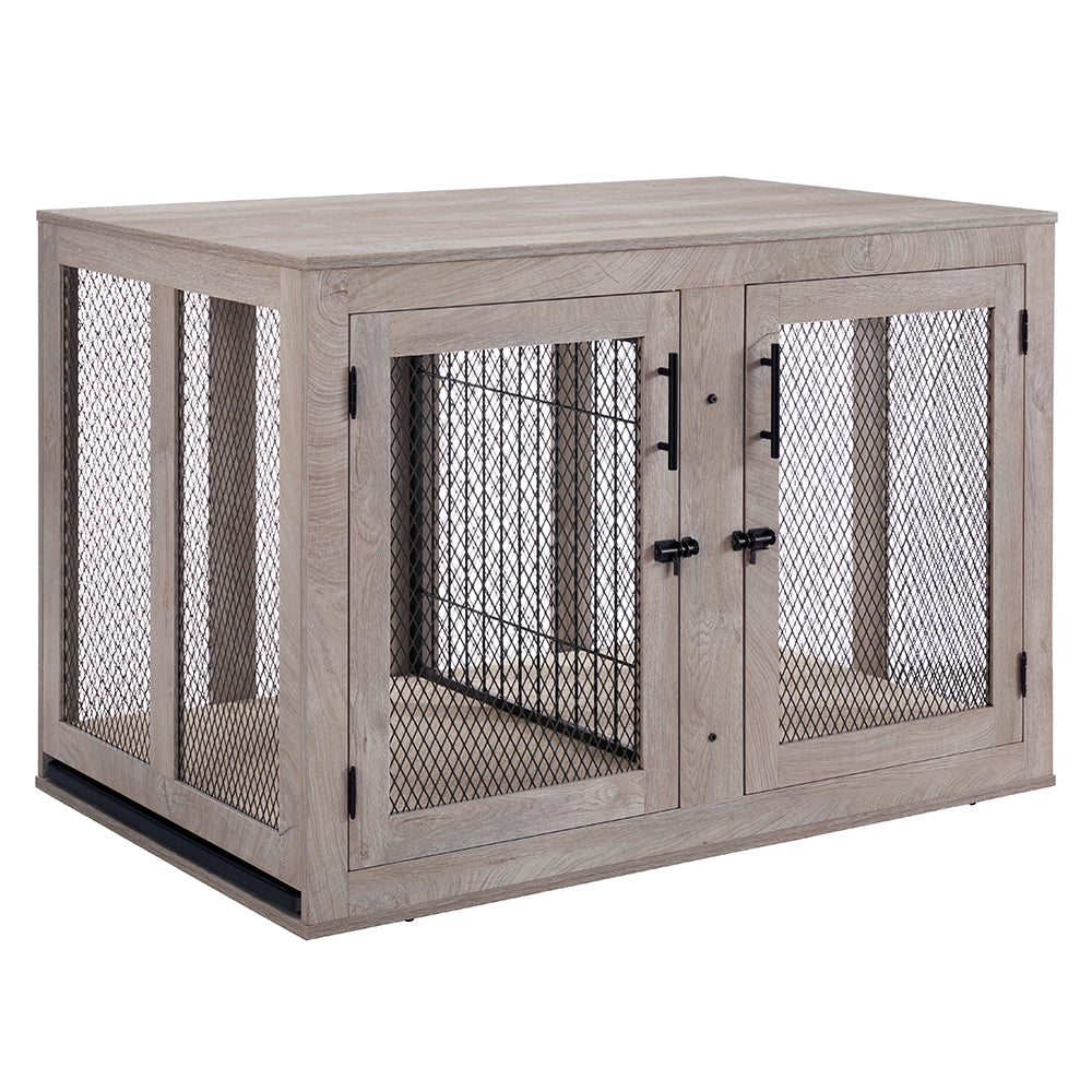 Stunning Dog Crate With Divider And Food Bowl Holder image