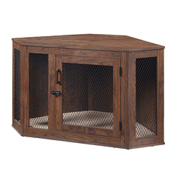 Corner Dog Crate - Walnut