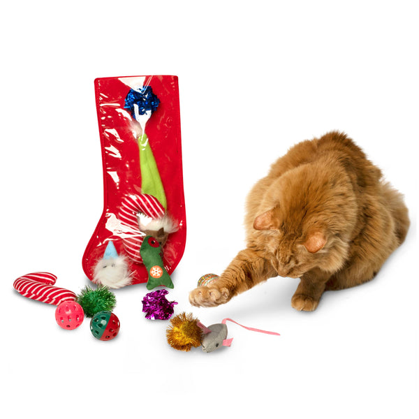 Midlee Christmas Stocking Cat Toy Gift Set (14 Toys)