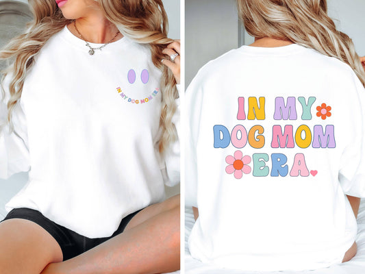 In My Dog Mom Era, Retro Dog Mom Sweatshirt, Groovy Dog Mom: 3XL / Light Blue