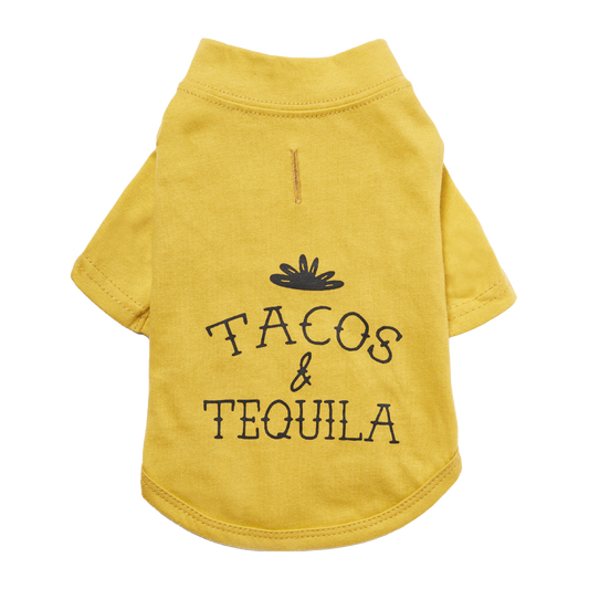 "Tacos & Tequila" Dog T-Shirt - Mustard