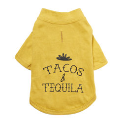 "Tacos & Tequila" Dog T-Shirt - Mustard