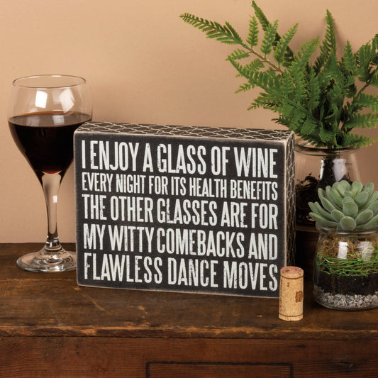 Glass Of Wine Box Sign