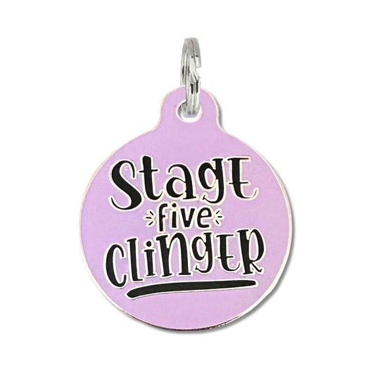 Stage 5 Clinger - Funny Dog ID Tag Collar Charm: Engraved QR Code / Purple