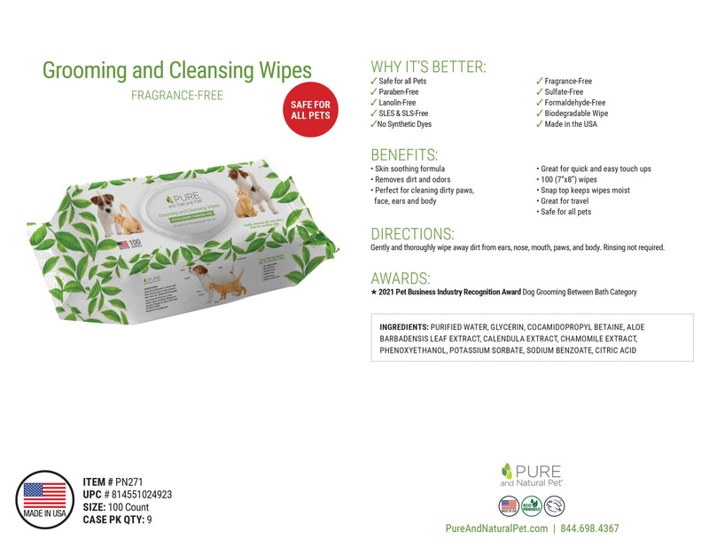 Grooming & Cleansing Wipes for Dogs & Cats / Fragrance-Free