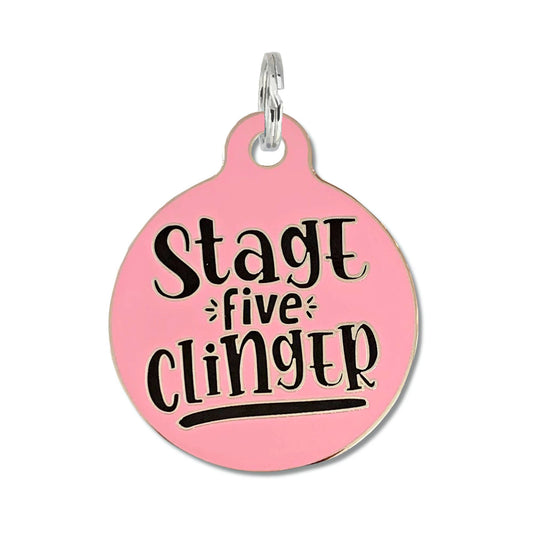 Stage 5 Clinger - Funny Dog ID Tag Collar Charm: Engraved QR Code / Purple