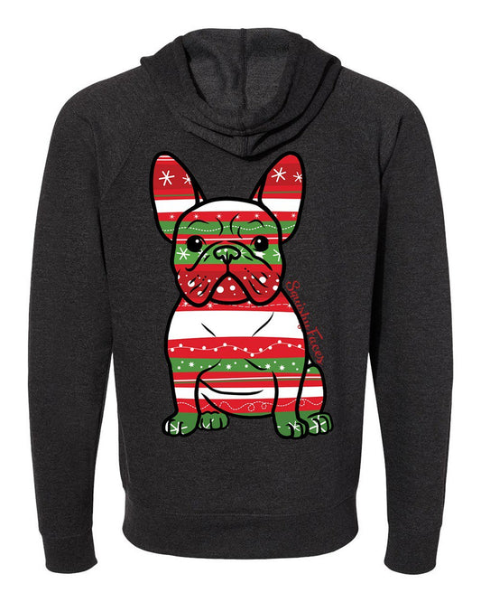 Squishy Face Snowflake/Christmas Frenchie Zip Up Hoodie