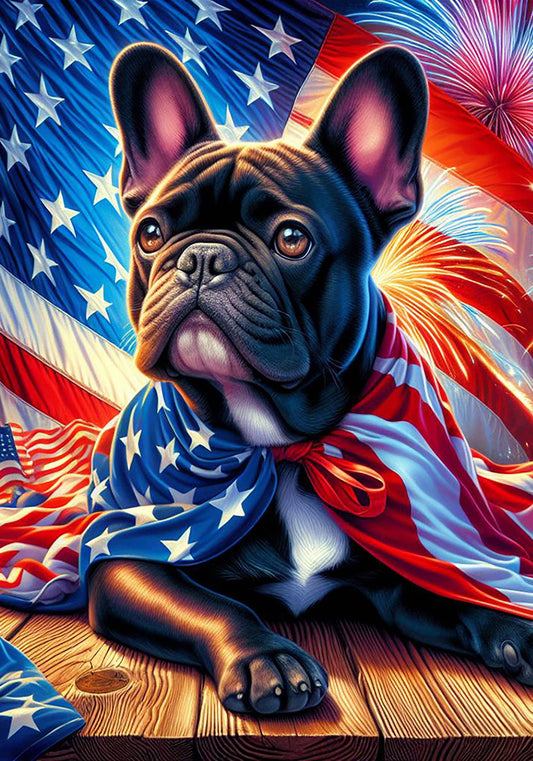 Best in Breed French Bulldog Black  -  DCR Patriotic I Garden Flag