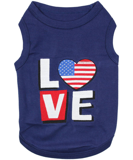 Love USA Dog T-Shirt – Patriotic Pet Outfit for Dogs