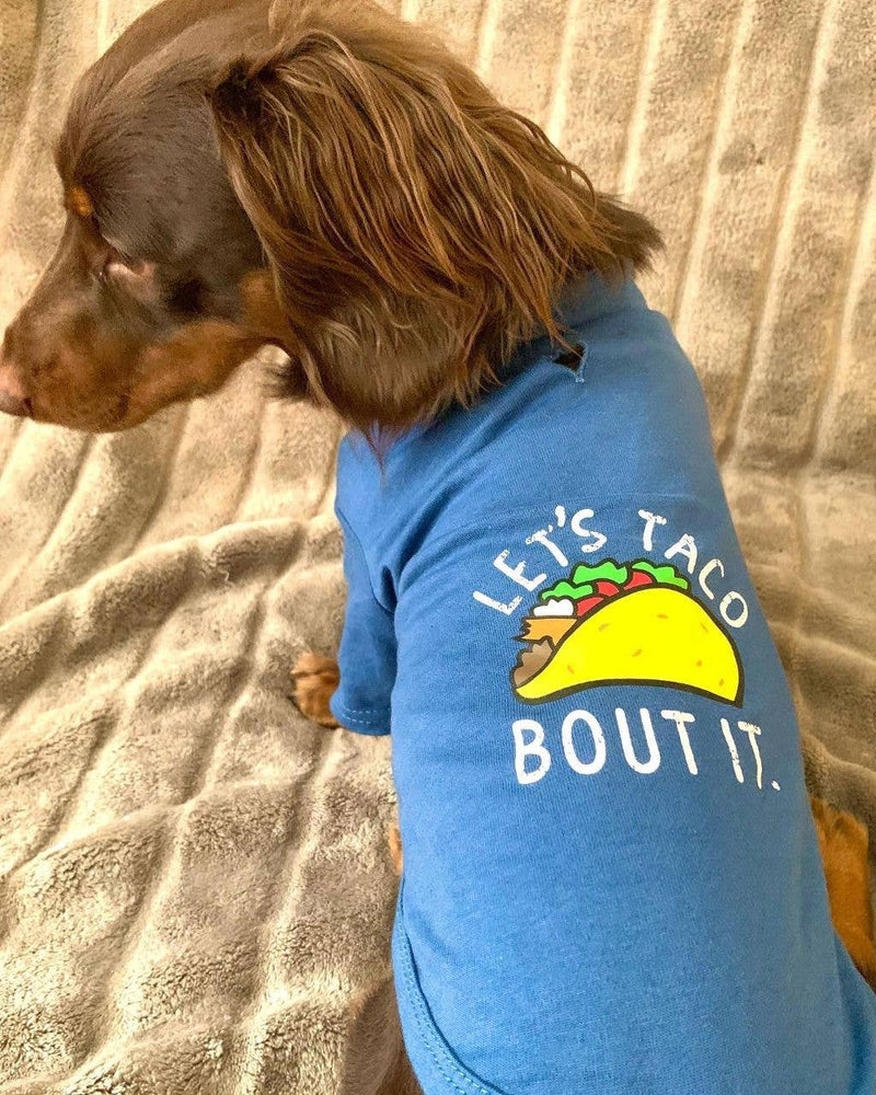 "Let's Taco Bout It" Dog T-Shirt - Blueberry Blue