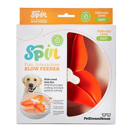 Petdreamhouse Spin Slow Feeder Pet Bowl Bougainvillea Orange