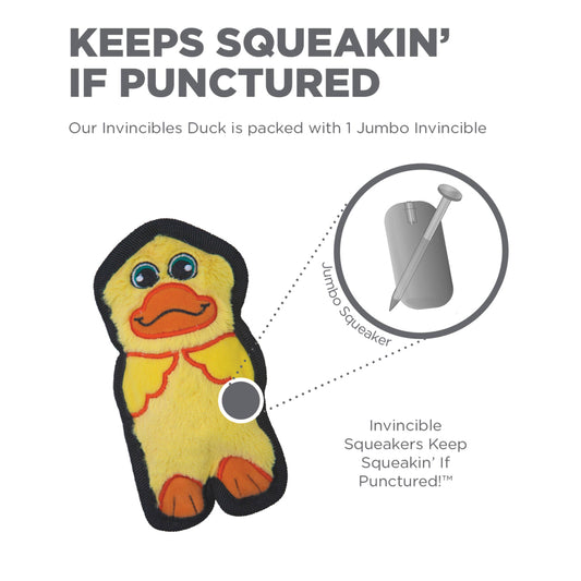 Outward Hound Invincibles Mini Duck Durable Plush Dog Toy XS