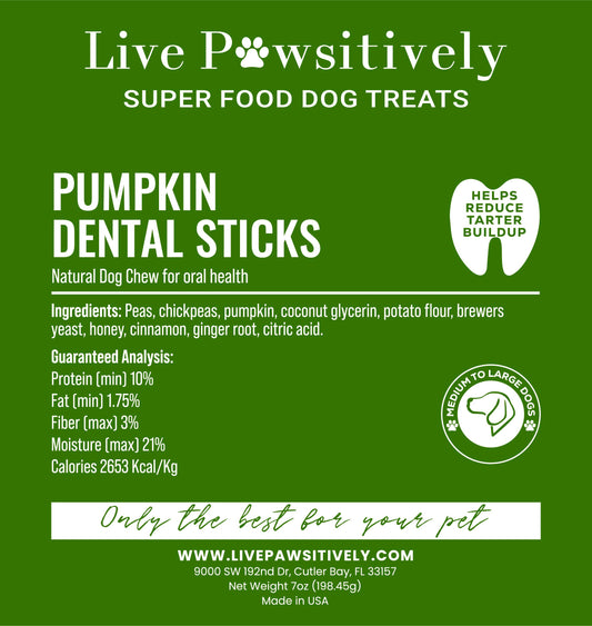 Pumpkin Dental Stick, Natural Dog Chew for dental health