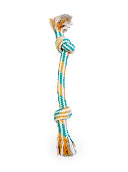 ThoozyPet 2-Knot Rope Dog Toy Orange / Teal 8.5"