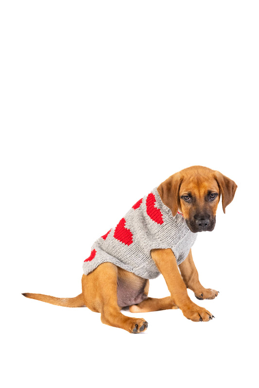 Chilly Dog- Red Hearts Dog Sweater
