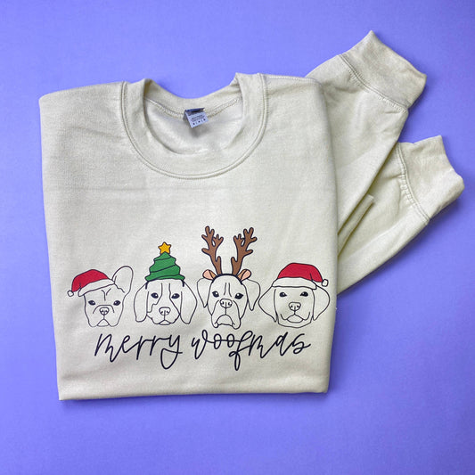 Merry Woofmas Pup Faces Sweatshirt | Christmas | DP1179