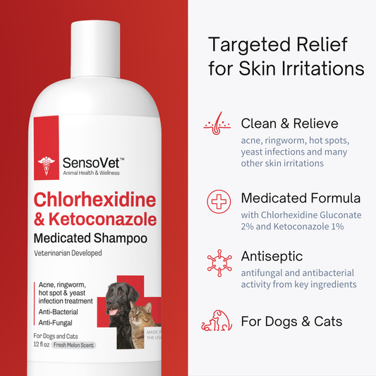 Chlorhexidine Ketoconazole Shampoo for Dogs & Cats - 12oz