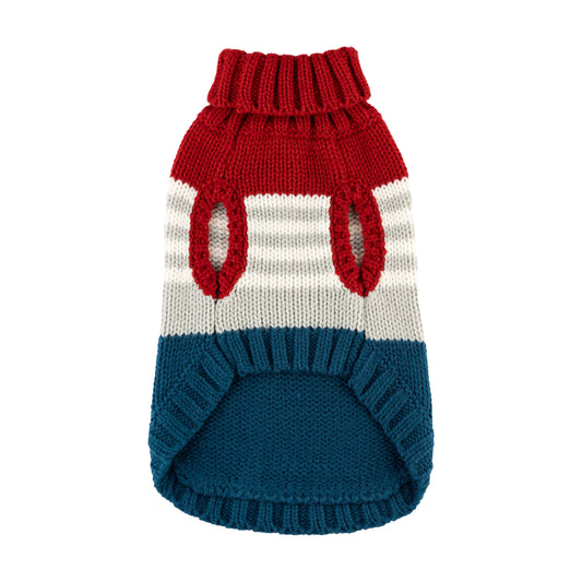 COLOR BLOCK SWEATER - RED/BLUE