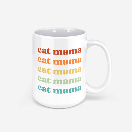 Retro Cat Mama Mug: 11 Oz