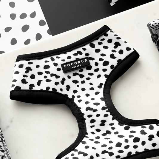 CocoPup London Monochrome Spots Adjustable Neck Harness