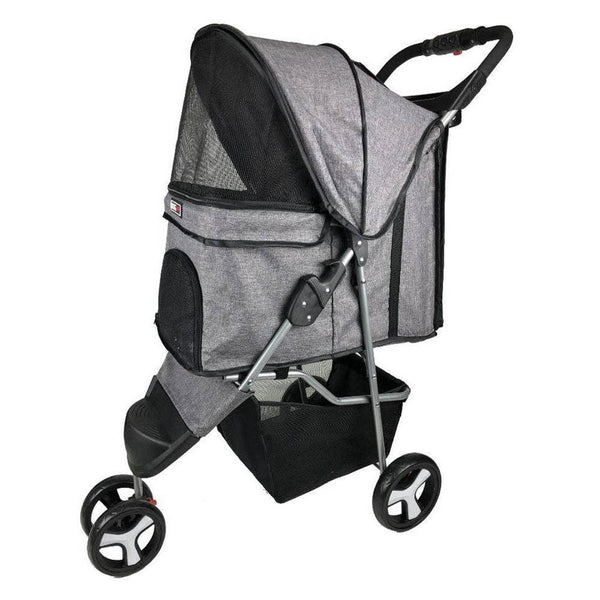 Casual Pet Stroller + Removable Cup Holder: Gray