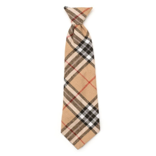 Tan Plaid Pet Neck Tie