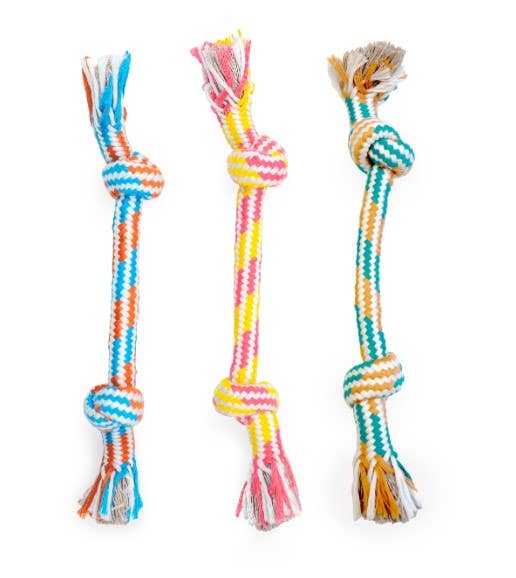 ThoozyPet 2-Knot Rope Dog Toy Orange / Teal 8.5"