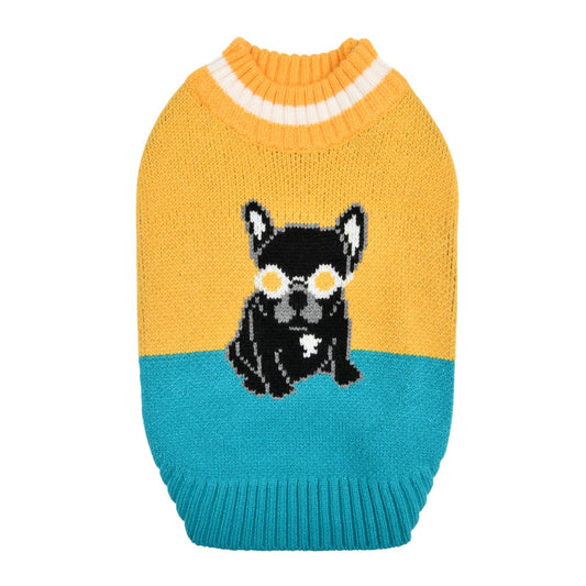 BRUNO DOG KNIT SWEATER: YELLOW