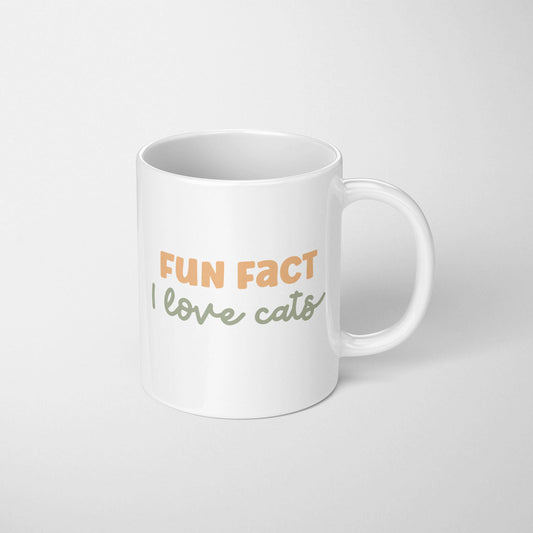 Fun Fact: I Love Cats Mug: 11oz Black Rim/Handle