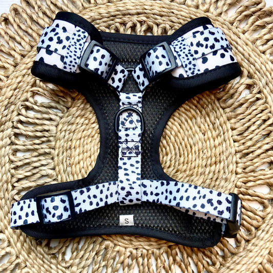 CocoPup London Monochrome Spots Adjustable Neck Harness