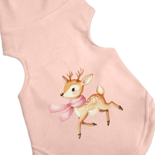 Pet Fleece: Vintage Winter Deer Pink