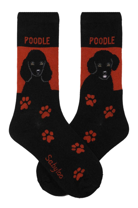 Poodle Black Dog Socks: 10-13