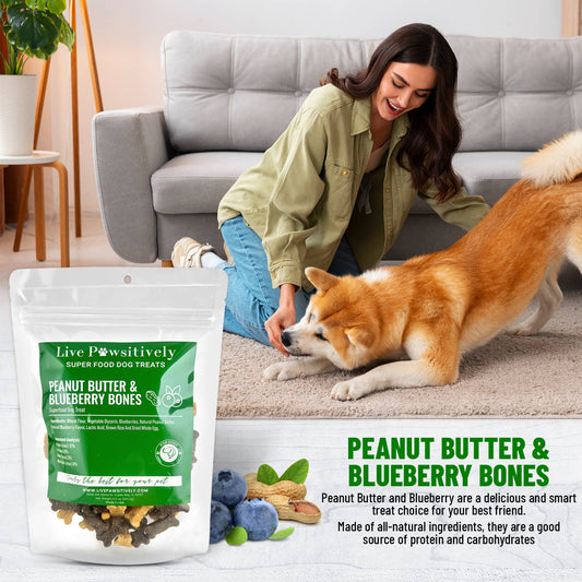 Peanut Butter & Blueberry Bones, Superfood Dog Treat