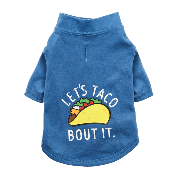"Let's Taco Bout It" Dog T-Shirt - Blueberry Blue