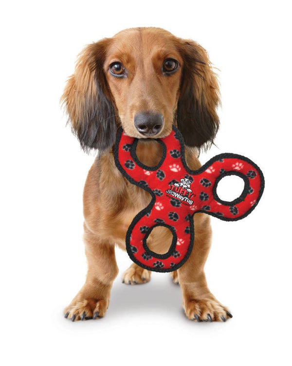 VIP Tuffy Jr 3 Way Tug Paw Dog Chew Toy Red 10.3"