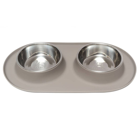 Messy Mutts Double Silicone Feeder Grey Medium