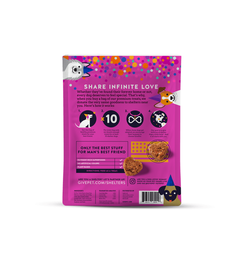 GivePet Gotcha Day Paw-ty Dog Treats - Banana Coconut & Strawberry