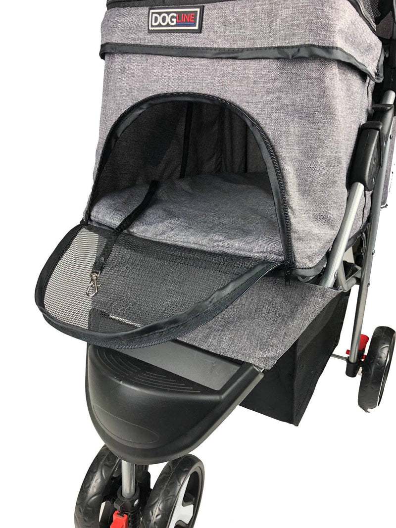 Casual Pet Stroller + Removable Cup Holder: Gray