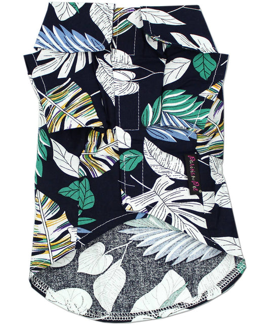 Palm Leaves Camp Shirt – Tropical Dog Shirt for Summer
