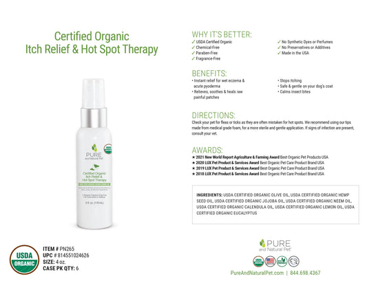 USDA Certified Organic Itch Relief & Hot Spot Oil for Dogs