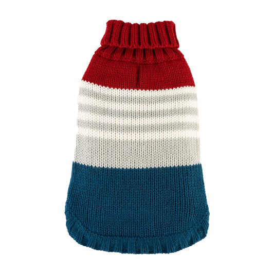 COLOR BLOCK SWEATER - RED/BLUE