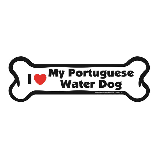 I Love My Portuguese Water Dog - Bone Car Magnet