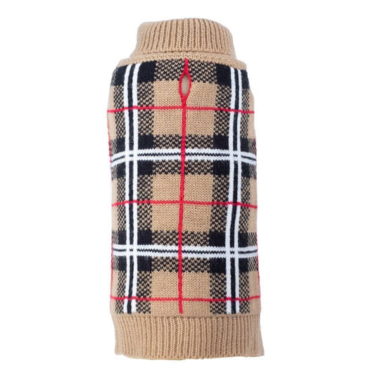 The Worthy Dog Tan Plaid Sweater