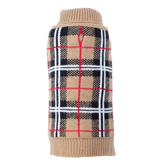 Tan Plaid Sweater: Tan / Small