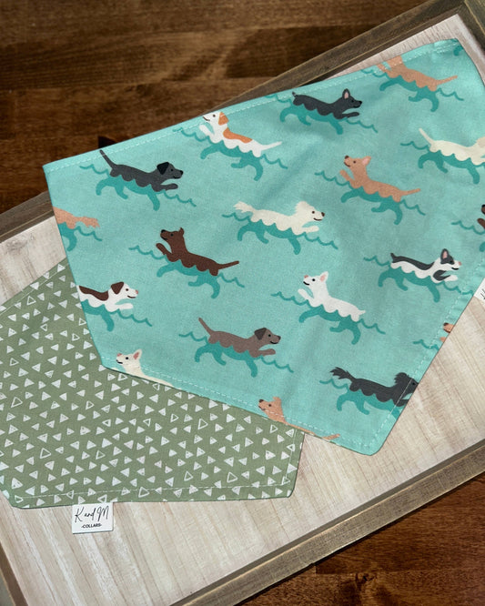 K and M Dog Swim Class Reversible Dog Bandana