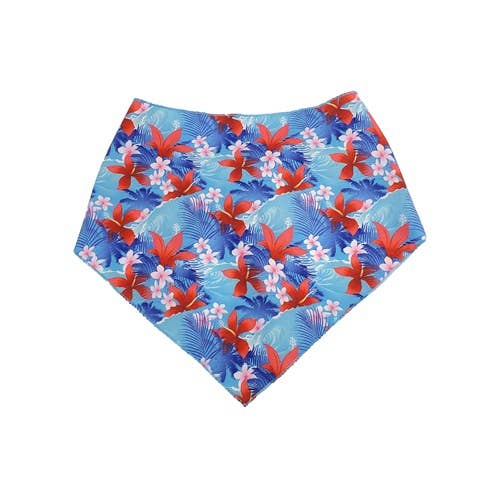 Blue Hawaiian Tied Dog Bandana