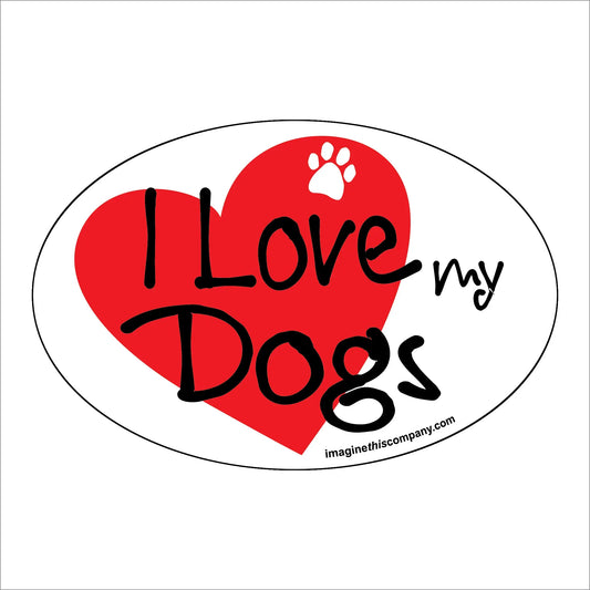 I Heart My Dogs Oval Magnet