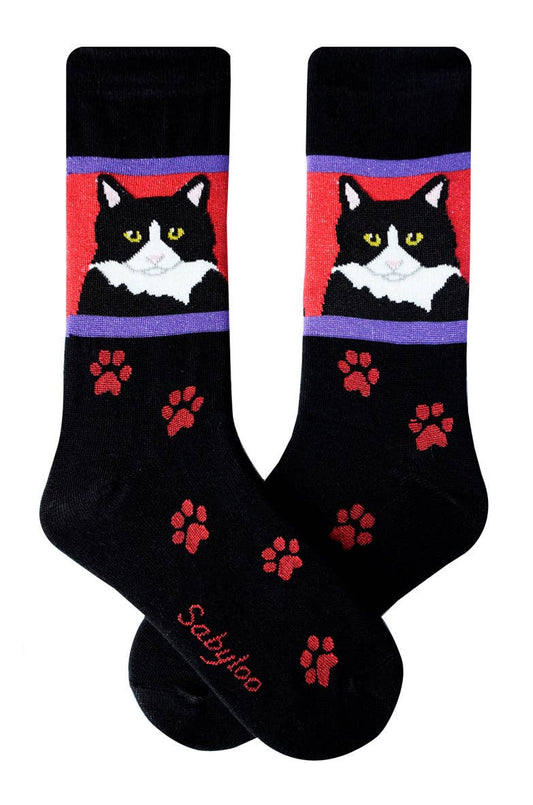 Tuxedo Cat Socks: 10-13