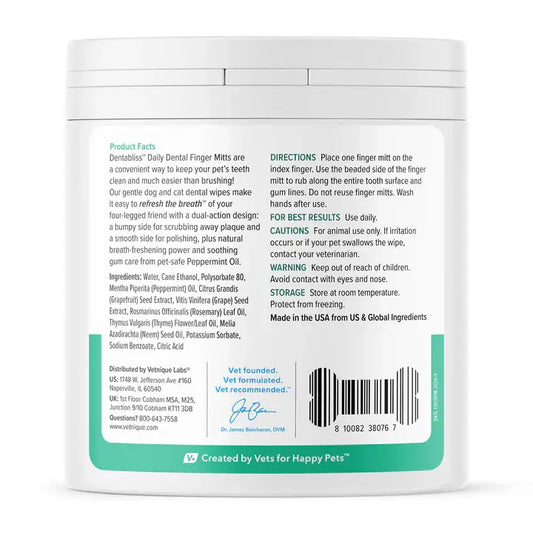 Glandex Dentabliss Peppermint Dental Wipes Finger Mitts 50ct