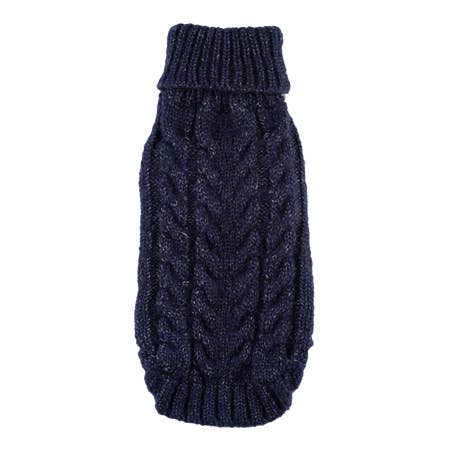 Navy Angora Cable Knit Sweater